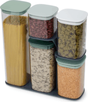 Joseph Joseph Podium Műanyag ételtároló készlet (5 db) - Átlátszó / Zöld