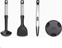 Joseph Joseph 10569 Rozsdamentes acél tálaló eszköz készlet 3 darabos álvánnyal - Fekete / Inox