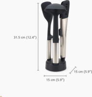 Joseph Joseph 10569 Rozsdamentes acél tálaló eszköz készlet 3 darabos álvánnyal - Fekete / Inox