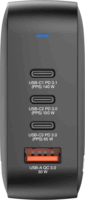 Verbatim 32216 Mini GaN 3xUSB-C 1xUSB-A Hálózati gyorstöltő 165W + utazó adapterek (US/EU/UK) - Fekete