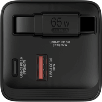 Verbatim 32217 GaN USB-C PD USB-A Hálózati gyorstöltő 65W + USB-C kábel - Fekete