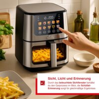 Solis Air Fry & Dry XL Typ 8200 Forrólevegős sütő / Szárító 7,5 L 1870 Watt - Ezüst / Fekete