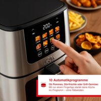 Solis Air Fry & Dry XL Typ 8200 Forrólevegős sütő / Szárító 7,5 L 1870 Watt - Ezüst / Fekete