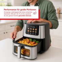 Solis Air Fry & Dry XL Typ 8200 Forrólevegős sütő / Szárító 7,5 L 1870 Watt - Ezüst / Fekete