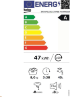 Beko BM3WFSU38213WPBB elöltöltős mosógép - Fehér/ Fekete
