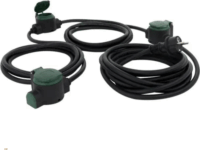 REV 230V Hálózati hosszabító kábel 3 aljzatos 10m - Fekete / Zöld