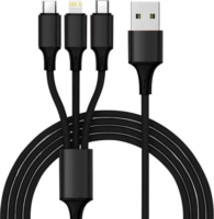Izoxis 4xUSB-A Autós Töltő + USB Type-C/MicroUSB/Lightning Kábel - Fekete