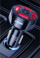 Izoxis 4xUSB-A Autós Töltő + USB Type-C/MicroUSB/Lightning Kábel - Fekete