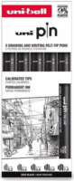 Uni Pin Calligraphy Rajzmarker Készlet - Fekete (5 db / csomag)