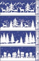 Andel Téli táj mintás csillogó ablakmatrica 60 x 23 cm - Többféle