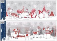 Andel Manó és hóember mintás csillogó karácsonyi ablakmatrica 60 X 23 cm - Többféle