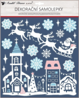 Andel Télapó a városban csillogós karácsonyi dekormatrica 30 x 38 cm