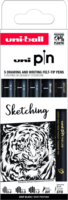 Uni Pin Sketching Marker Készlet - Fekete (5 db / csomag)