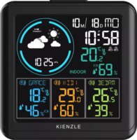 Kienzle DCF Rádióvezérelt Meteorológiai Állomás 3 Külső Szenzorral - Fekete