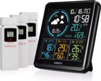 Kienzle DCF Rádióvezérelt Meteorológiai Állomás 3 Külső Szenzorral - Fekete