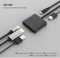 Fixed FIXHU-QR-BK 5IN1 HUB (1xHDMI + 2x USB-C + 2x USB-A) - Fekete