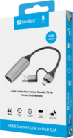 Sandberg Live 4K Gamer HDMI - USB Streaming Digitalizáló - Fekete