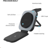 Fixed FIXMFLE-AL-GR Wireless 3IN1 Magsafe töltő állomás 15W - Szürke