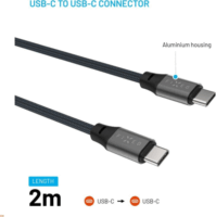 Fixed FIXDBM-CC2-GR USB-C apa - USB-C apa 2.0 Adat és töltő kábel 2m - Szürke