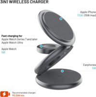 Fixed FIXMPOS-RO-GR 3IN1 Wireless töltőállomás 15W+5W+5W - Szürke