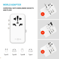Fixed FIXCT85-4C1A-WH4x C/G/A/I Utazó adapter 85W - Fehér