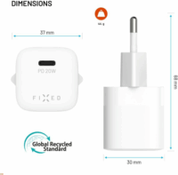 Fixed USB-C Hálózati Töltő Adapter 20W - Fehér