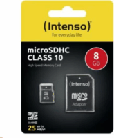 Intenso 8GB microSDHC CL10 Memóriakártya + Adapter