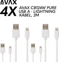 Avax CB124W USB-A - Lightning iPhone Adat és gyorstöltő kábel 2m (4db) - Fehér