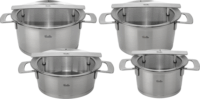 Fissler Rozsdamentes Acél Edénykészlet Üveg Fedővel - Inox (8 részes)