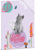 Ars Una Cute Animals 24 A4 gumis mappa - Rózsaszín/Cicás