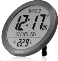 Kienzle 15362 Digitális Fali/Asztali Óra Ébresztővel Ø20,5cm - Szürke