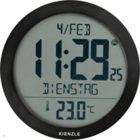 Kienzle 15360 Digitális Fali/Asztali Óra Ébresztővel Ø 20,5cm - Fekete