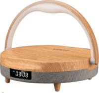 Kienzle 15321 Multifunkcionális Asztali Ébresztő Óra Wireless töltéssel és Bluetooth hangszóróval - Barna/Szürke