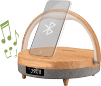 Kienzle 15321 Multifunkcionális Asztali Ébresztő Óra Wireless töltéssel és Bluetooth hangszóróval - Barna/Szürke