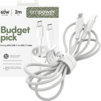 PanzerGlass 60W empower USB-C apa - USB-c apa Adat és töltő kábel 2m - Fehér