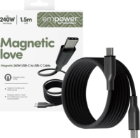 PanzerGlass 240W empower Mágneses USB-C apa - USB-c apa Adat és töltőkábel 1.5m - Fekete
