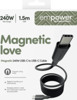 PanzerGlass 240W empower Mágneses USB-C apa - USB-c apa Adat és töltőkábel 1.5m - Fekete