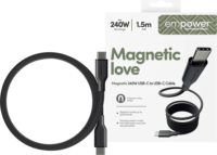 PanzerGlass 240W empower Mágneses USB-C apa - USB-c apa Adat és töltőkábel 1.5m - Fekete