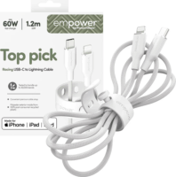 PanzerGlass 60W empower USB-C apa - Lightning apa adat és töltőkábel 1.2m - Fehér