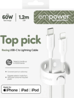 PanzerGlass 60W empower USB-C apa - Lightning apa adat és töltőkábel 1.2m - Fehér