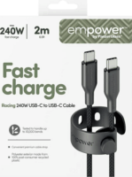 PanzerGlass 240W empower USB-C apa - USB-C apa adat és töltőkábel 2m - Fekete