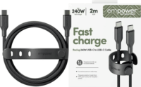 PanzerGlass 240W empower USB-C apa - USB-C apa adat és töltőkábel 2m - Fekete