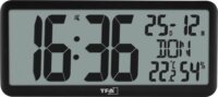 TFA 60.4525.01 Digitális rádióvezérlésű Falióra szobaklímával 35,6 x 11,3 cm - Fekete