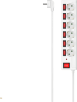 Hama 230V Túlfeszültésg védő elosztó 6 aljzatos 1,4m - Fehér