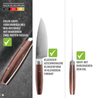 Gefu ENNO Acél Séf kés diófa markolattal 15 cm - Barna