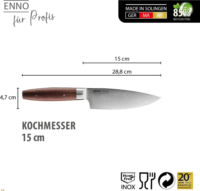 Gefu ENNO Acél Séf kés diófa markolattal 15 cm - Barna