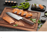 Gefu ENNO Bordázott Acél Santoku kés diófa markolattal 18cm - Barna