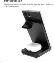 Fixed FIXPOS-U-BK 3in1 (Telefon / Fülhallgató / Óra) Wireless töltő 25W - Fekete