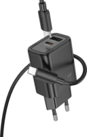 Hoco N63 USB-A / USB-C Hálózati Gyorstöltő Adapter 30W - Fekete