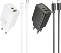 Hoco N63 USB-A / USB-C Hálózati Gyorstöltő Adapter 30W - Fekete